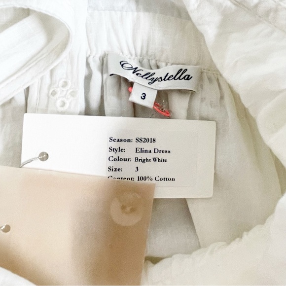 Nellystella ELINA Dress Bright White Size 3 Cotton Midi Lace Ruffle Embroidered - Picture 4 of 8